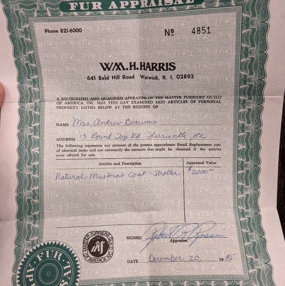 Vintage Muskrat Stroller coat-1985 WM.H.HARRIS Certificate authentic women's fur - Picture 13 of 13